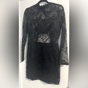 Black Lace Dress with Open Back